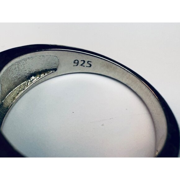 Women's Sterling Silver 925 Blue Princess Cut Cubic Zirconia Wedding Band, Sz 10 - Picture 10 of 11